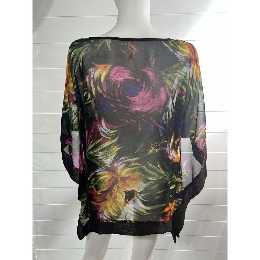 Y2K 2000s’ Chenault M Floral Kimono Tunic Top Blouse Red Black Whimsygoth - Picture 5 of 12
